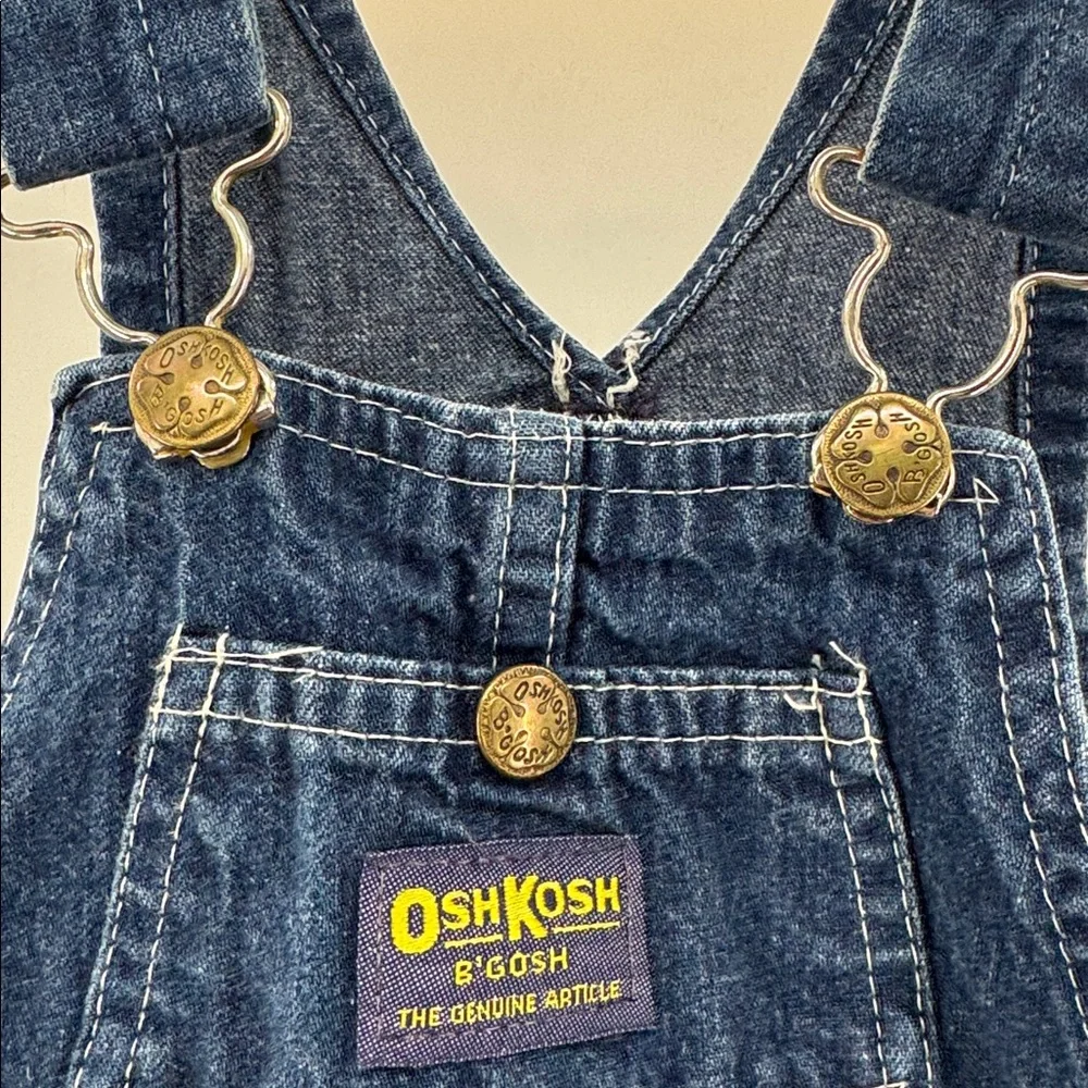 OshKosh B'gosh Denim Overalls shorts unisex 7 summer cotton made in USA kids